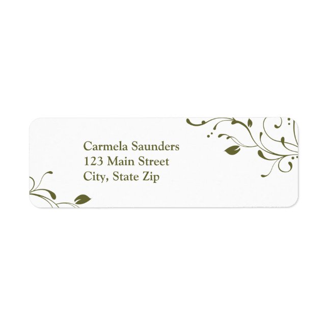 Sage Green Floral Decal Return Address Label (Front)