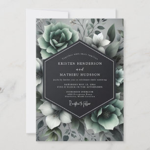 Sage Green Floral Elegance Wedding Invitation