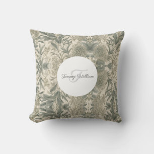 Sage Green Floral Elegant Cushion