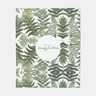 Sage Green Floral Elegant Fleece Blanket