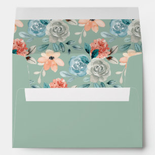 Sage Green Floral Elegant Wedding Calligraphy Envelope