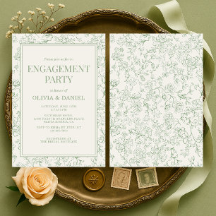 Sage Green Floral Engagement Party Invitation