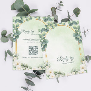 Sage Green Floral Eucalyptus Botanical Wedding RSVP Card