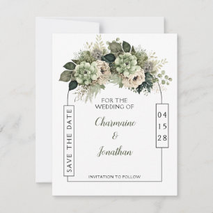 Sage Green Floral Eucalyptus Save the Date Invitation