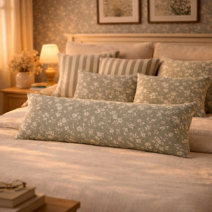 Sage Green Floral , Farmhouse, Cottage core Body Cushion