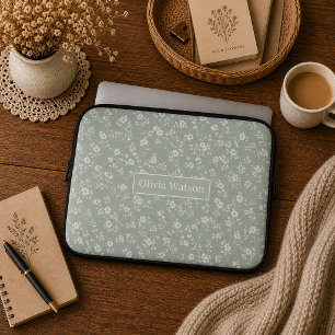 Sage Green Floral , Farmhouse, Cottage core Laptop Sleeve