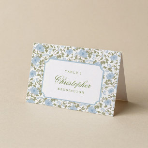 Sage Green Floral Folded Wedding Place Card