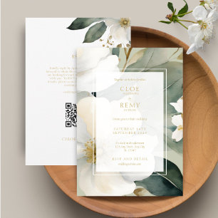 Sage Green Floral Foliage Watercolor Wedding  In Invitation