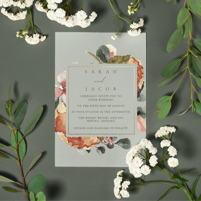 Sage Green Floral Garden Wedding Invitation (Sage Green Floral Garden Wedding Invitation)