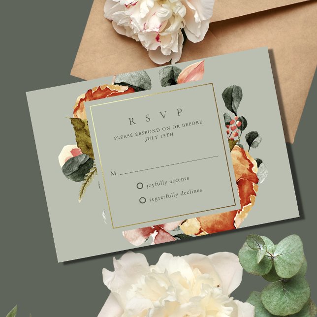 Sage Green Floral Garden Wedding RSVP Card (Sage Green Floral Garden Wedding RSVP Card)