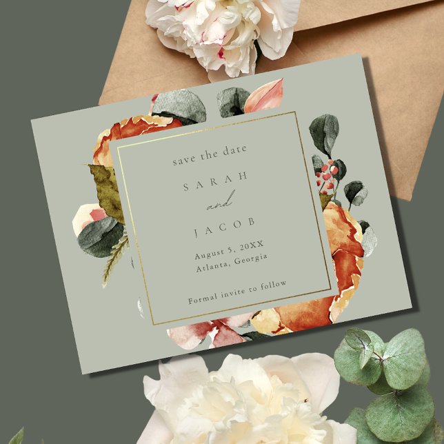 Sage Green Floral Garden Wedding Save The Date (Sage Green Floral Garden Wedding Save The Date)