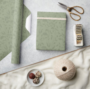 Sage Green Floral Gift Bag Wrapping Paper