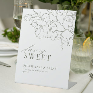 Sage Green Floral Love is Sweet Wedding favour sig Pedestal Sign