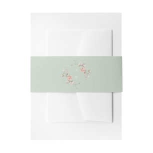 Sage Green Floral Monogram Wedding Belly Band Invitation Belly Band