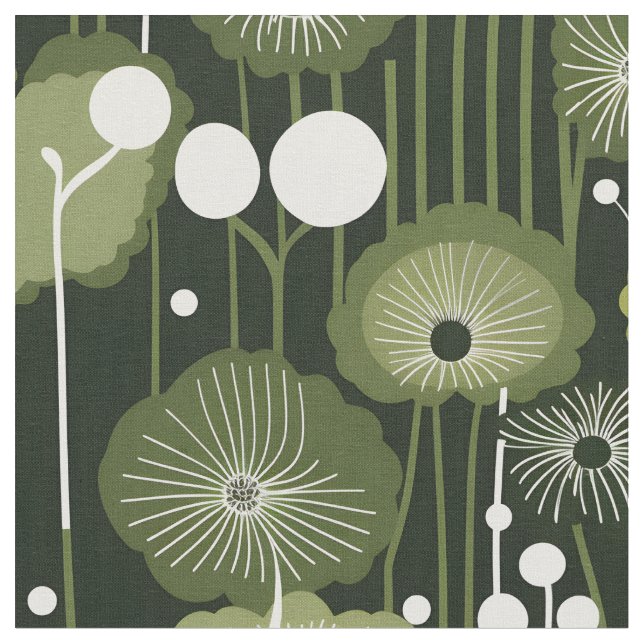 Sage green floral on dark background  fabric (Close Up)