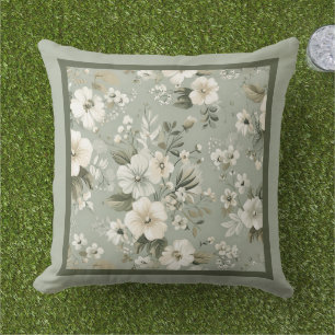 Sage green floral pattern cushion