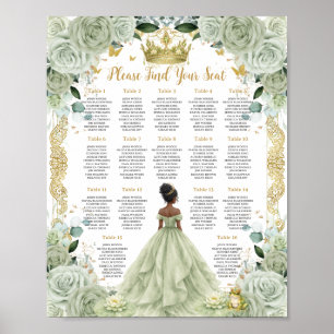 Sage Green Floral Princess and Frog Seating Chart