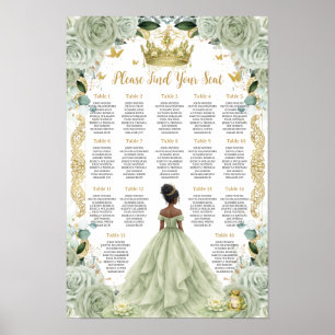 Sage Green Floral Princess and Frog Seating Chart
