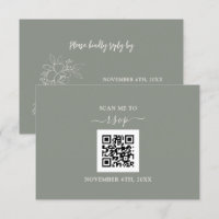 Sage Green Floral QR Code Add your URL Wedding  