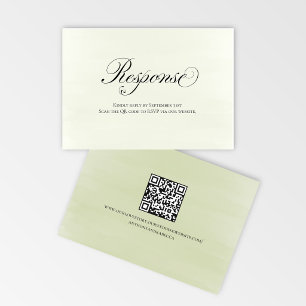 Sage Green Floral QR Code Wedding RSVP Script Card