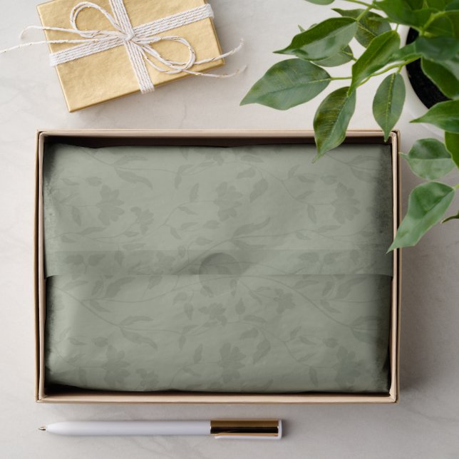 Sage Green Floral repeated pattern  Tissue Paper (Gift)
