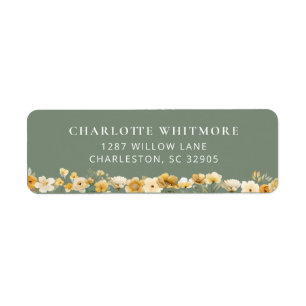 Sage Green Floral Return Address Label