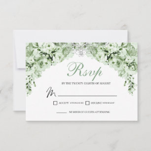 Sage Green Floral RSVP Enclosure Card