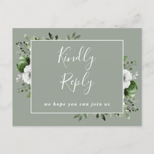 Sage Green Floral Song Request RSVP Postcard