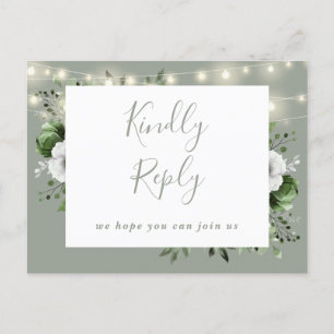 Sage Green Floral Song Request RSVP Postcard