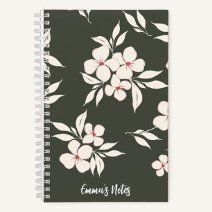 Sage green floral spiral notebook journal
