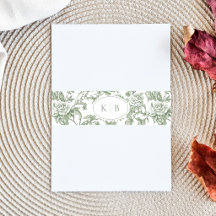 Sage Green Floral Toile Monogram Wedding