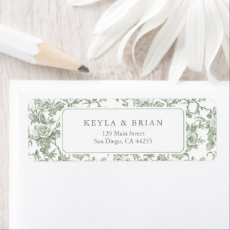 Sage Green Floral Toile Wedding Return Address