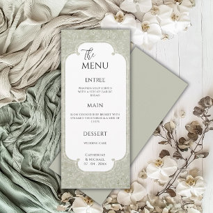Sage Green Floral Vintage Elegant Wedding Menu