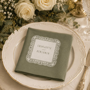 Sage Green Floral Vintage Lace Bridal Shower Napkin