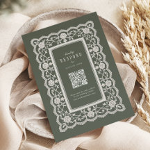 Sage Green Floral Vintage Lace Classic QR code