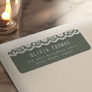 Sage Green Floral Vintage Lace Return Address