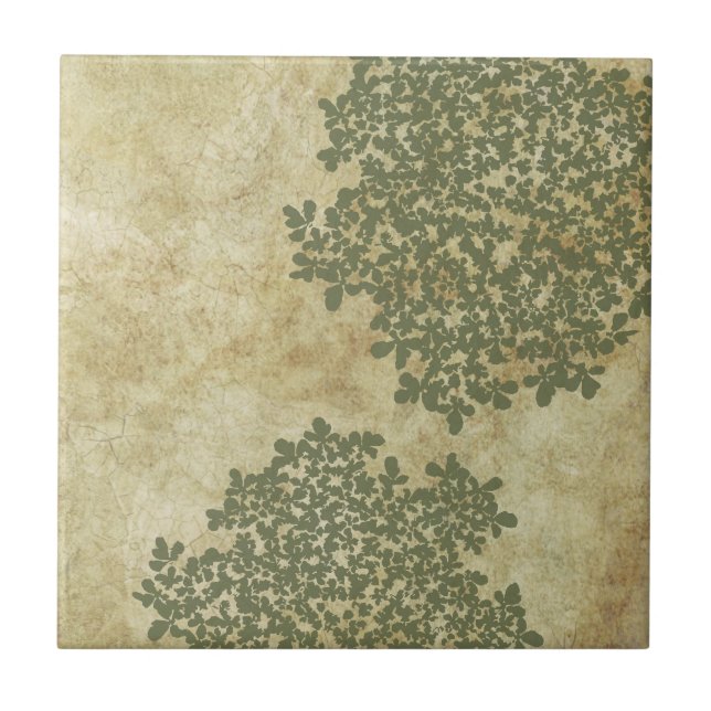 Sage Green Floral Vintage Tile (Front)