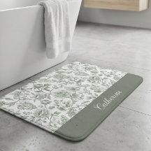 Sage Green Floral Vintage Toile Monogram Name