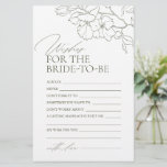 Sage Green floral wedding advice & wishes card<br><div class="desc">These advice & wishes cards are sweet keepsakes for the bride and couple, features elegant delicate hand drawn flower illustration and modern script typography details, in dark sage green and white colour, simple and romantic. great activity for modern rustic bridal shower, country garden wedding, and simple boho wedding parties in...</div>