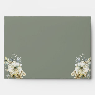 Sage Green Floral Wedding Envelope