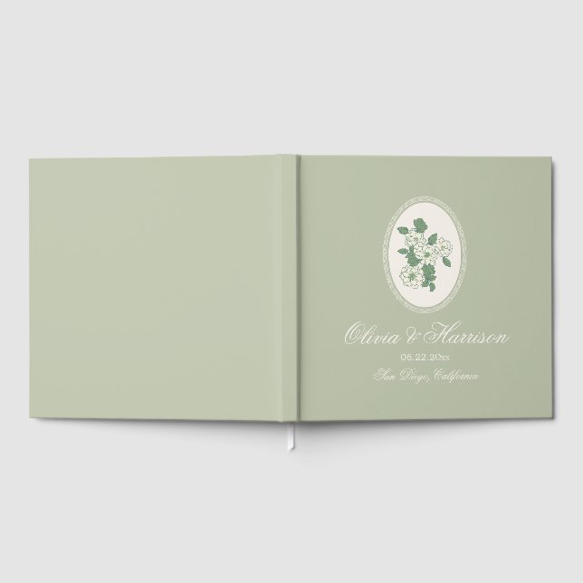 Sage Green Floral Wedding Guest Book (Full)