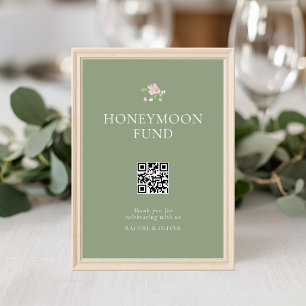 Sage Green Floral Wedding Honeymoon Fund Poster