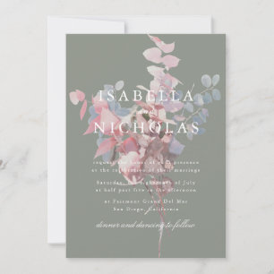 Sage Green Floral Wedding Invitation