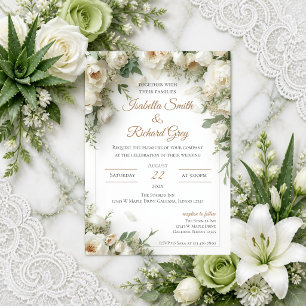Sage Green Floral wedding invitation