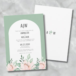 Sage Green Floral Wedding Invitation
