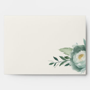 Sage Green Floral Wedding Invitation Envelope