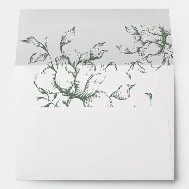Sage Green Floral Wedding Invitation Envelope (Back (Bottom))