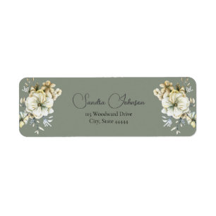 Sage Green Floral Wedding Label