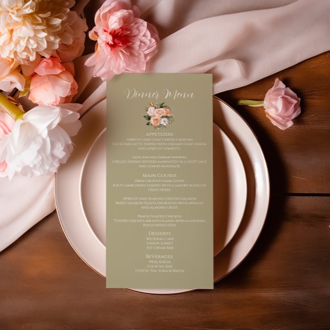 Sage Green Floral Wedding Menu Card (Creator Uploaded)