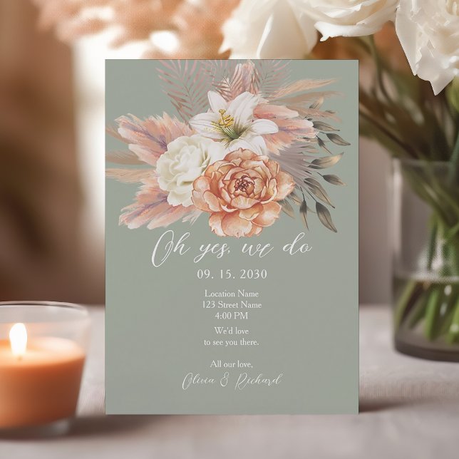 Sage Green Floral Wedding Reception Invite (Creator Uploaded)